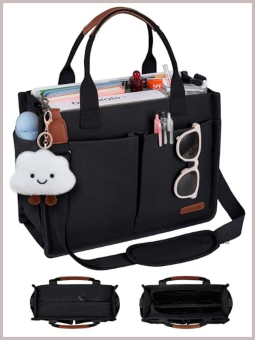 Canvas Tote Bag with Zipper Laptop Compartment Luggage Sleeve
